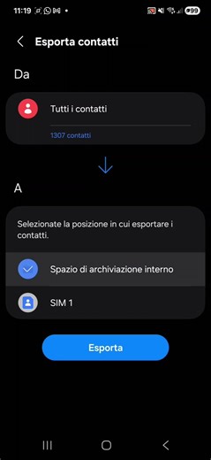 Backup contacts Android 16