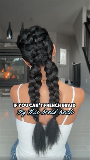 ᴇʀɪɴ ꜰɪᴇʟᴅ ꜰᴜᴅɢᴇ: Hair Growth & Hair Oil Specialist on Instagram: "If you can’t French braid…I’ve got you covered with this double braided hairstyle 1️⃣Gather up the top section of hair 2️⃣Place the bottom half in lower pigtails 3️⃣Create two regular braids with the top section of hair 4️⃣Cross braids over to the opposite pigtail and slip through the braid hole 5️⃣Tighten then Regular braid the rest and pancake out those braids Now this…is a pretty braided hairstyle with minimal effort Keep your