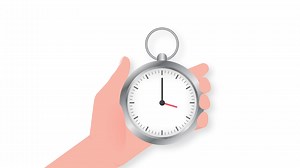 Hand with timer. Clock icon . Time management. Stopwatch icon, logo. Motion graphics.