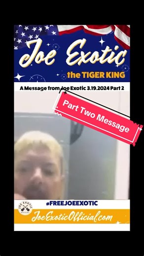 Part Two: Joe Exotic the Tiger King message to the world recorded on March 19, 2024 #joeexotic #tigerking #president #usa #hostage #innocent #american #fixthisshit #freejoeexotic #joeexotic2024 #politics #election2024 #vote #rockthevote