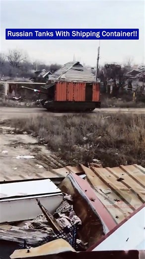 Russian T-80BVM Tanks Seen With Shipping Container as Armor!