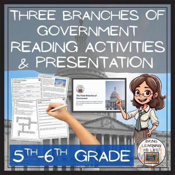 Branches of Government Close Reading Comprehension Activities | 5th-6th Grade