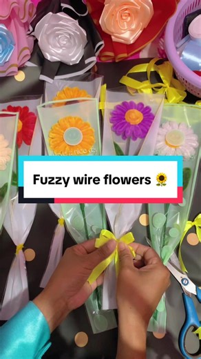 Creative Fuzzy Wire Flowers in Crochet