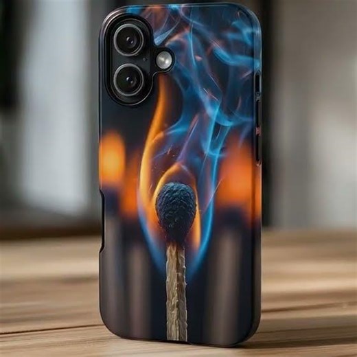 Burning Match iPhone 17 Case – Fire & Smoke Art Phone Cover, Dark Moody Flame Design