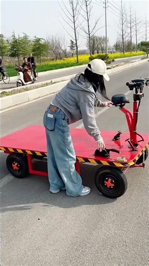 Powerful 4-Wheel Flatbed Cart Heavy-Duty Transport Made Easy #shortvideo #viralvideo