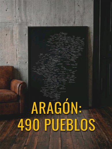¿Sabías que la mitad de Aragón vive en Zaragoza? ► El mapa completo está disponible en el enlace de mi perfil. He creado este mapa con 490 pueblos y ciudades para mostrar que la región está mucho más viva de lo que parece. Desde el Pirineo hasta Teruel. ¿Puedes encontrar tu pueblo? 📍 #Aragon #Zaragoza #Huesca #Teruel #WallArt