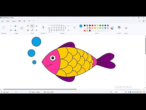 Cute Fish Drawing for Kids | Easy Colorful Fish in MS Paint