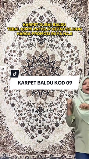 Karpet Dubai Baldu 10mm Antislip Getah Silikon — Promosi Raya Haji