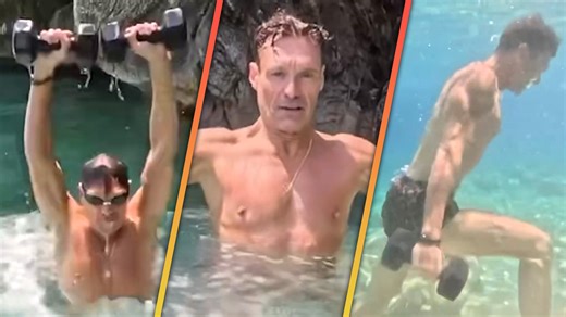 Ryan Seacrest shares video on Instagram of his bizarre new fitness method of choice: underwater weightlifting! | Entertainment Tonight