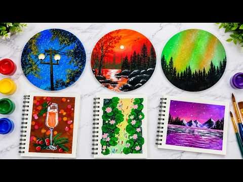 🎨 7 Easy Acrylic Painting Ideas for Beginners | Koi Pond, Aurora, Sunset & More! ✨