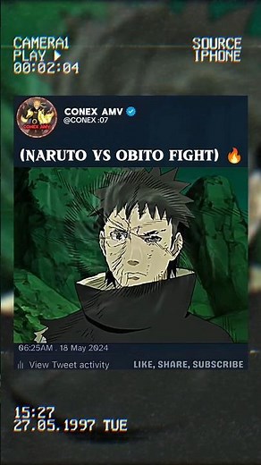 (Naruto vs Obito Fight) 🔥