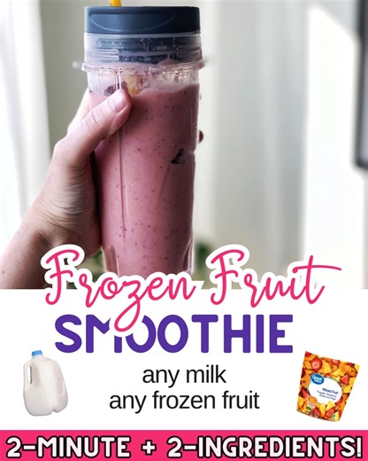 Link in C.O.M.M.E.N.T.S. ⬇️ This 2-minute 2-ingredient frozen fruit smoothie makes a perfectly ice-cold, thick smoothie. It can be made with any milk or frozen fruit. | Mom Spark