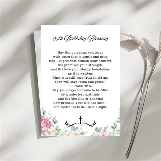 95th Birthday Blessing, Christian Card | Birthday Scripture, Religious Printable - Etsy