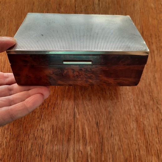 Antique Art Deco Style Wooden Box, Vintage Burr Wood Veneer and Silver Lidded Cigar Box, 1930's Cigar Box, Italian Silver Box Gift - Etsy