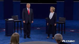 No handshake as second debate kicks off. | CNBC