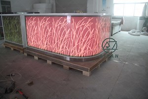 [Hot Item] Luxury Wine Bar Design Modern Curved Restaurant Bar Counter with LED Lighting