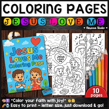 Jesus Loves Me Coloring Page | Bible Activity for Kids | Christian Coloring Book