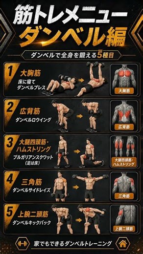 ダンベルのみ！おすすめトレーニング5選 #ダイエット #筋トレ