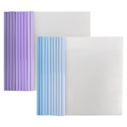HUIANER 20 Pack Clear Report Covers with Sliding Bar, 10mm 75 Sheets Capacity, Two Gradient Color Sliding Bar, Sky Blue, Gradient Violet