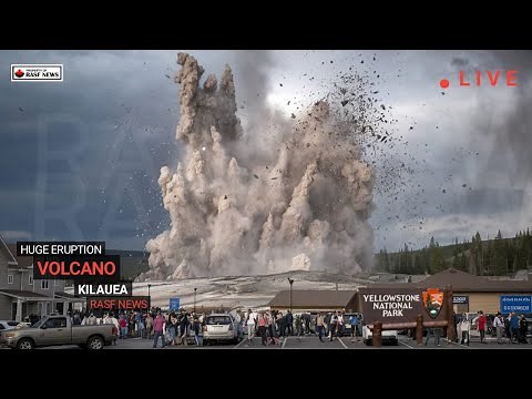 Horrible: Live Footage of Big Eruption in Yellowstone National Park Spewing hot mud down to sidewalk