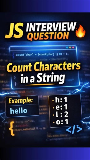 Count Characters In A String | JavaScript Interview Question #dsa #interview #coding