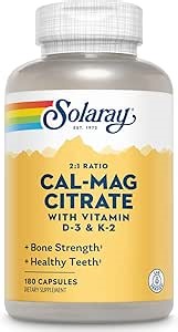 SOLARAY Calcium Magnesium Citrate w/Vitamin D3 K2 - Calcium Supplements for Women and Men - Bone and Heart Health Support - Cal Mag 2:1 Ratio, Plus Vitamin D 3 and K2, 60-Day Guarantee, 30 Servings
