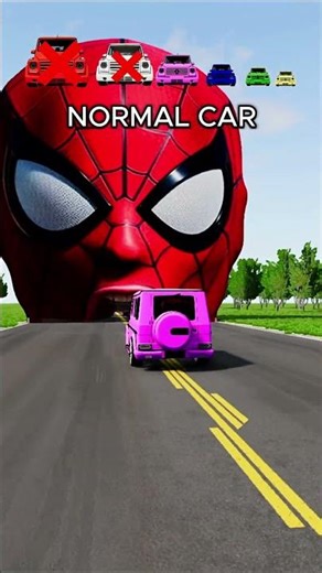 Big and Small Car vs Spider man - BeamNG Drive