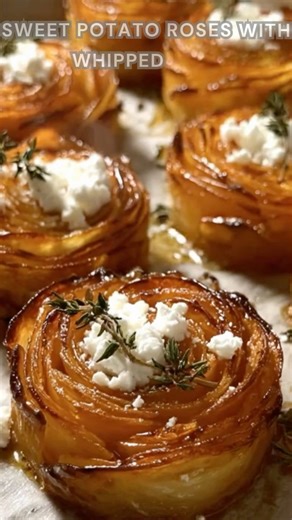 Sweet potatoes sliced thin. Brush with olive oil, salt, pepper, and smoked paprika. Bake at 375°F for 40 minutes. Crisp edges curl into golden roses sweet, smoky, and stunning with creamy whipped feta and a drizzle of hot honey. 🌹 Ingredients For the Sweet Potato Roses: ➤ 2 medium sweet potatoes (thinly sliced with a mandoline) ➤ 2 tbsp olive oil or melted butter ➤ Salt & pepper, to taste ➤ ½ tsp smoked paprika (optional) FULLL Recipe in First Cօʍʍеոτ 👇👇 | Nessy Recipes