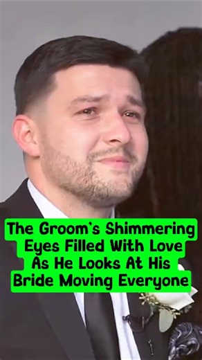 The Groom’s Shimmering Eyes Filled With Love As He Looks At His Bride, Moving Everyone. #wedding