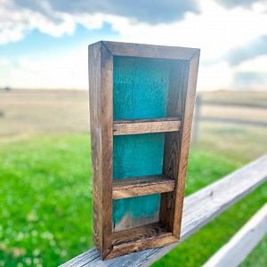 Reclaimed Wood 3-buckle Display Holder | Western Belt Buckle Rack | Coral or Blue Backer - Etsy