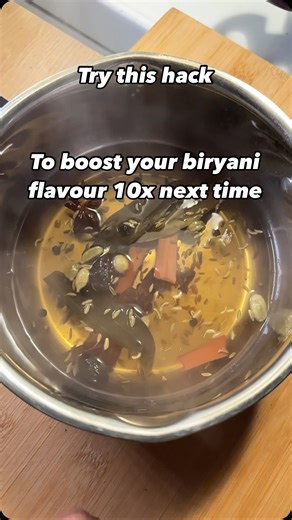 Chef Omi | UGC on Instagram: "Spice tea recipe 👇 Share it with your mom and chef friends 🫡 2 bay leaves 5 cloves 5 green cardamon 2 black cardamon 2” cinnamon 1 tsp cumin seeds 1 tsp fennel seeds 1 star anise Boil all of the above spices in 250 ml water for 10 mins . Take it off heat , Put a lid on and let it steep for one hour . Add this tea to the pot of boiling water for rice . Notice the flavour boost 🥰 thank me later 😘 Follow for more such tips 😎 #biryani #hack #india #canada #homemade