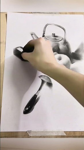 Object sketch drawing with charcoal #drawing #charcoal