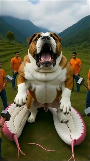 🐍 snakevideo rescue Bulldog white python from giant log #shorts #animals #funny #shortsfeed