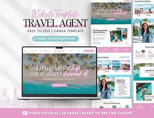Travel Agent Website Template , Travel Agency Marketing, Travel Agency Landing Page, Canva Website Template, Travel Agency, Travel Advisor - Etsy