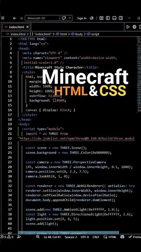 CREATE A MINECRAFT PLAYER USING HTML & CSS 🔥 | PURE CSS #SHORTS