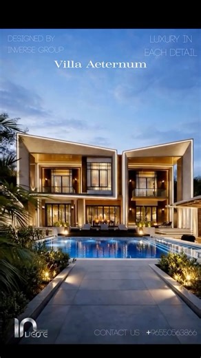 INVERSE GROUP | DESIGN WORLDWIDE on Instagram: "Modern luxury, designed to be lived in. This private villa blends bold architecture, warm lighting, and seamless indoor–outdoor living — crafted for those who expect more than just a house. From the clean lines to the resort-style pool, every detail is designed for comfort, prestige, and timeless value. 📍 Custom luxury villas in Kuwait 🏡 Architecture | Interior Design | Execution 👉 Contact us to design your dream villa."