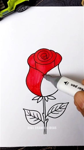 Want to draw the MOST beautiful rose? 🌹 It's easier than you think! Easy Kids Drawing Tutorial