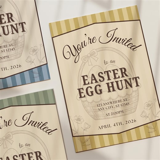 Vintage Easter Egg Hunt Invitation Template | Editable Spring Party Invite (digital Download) - Etsy
