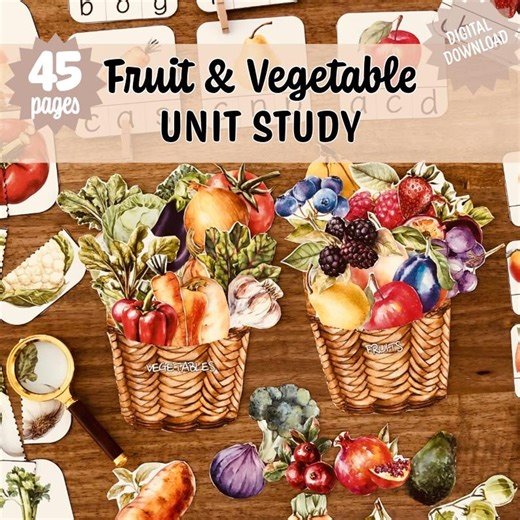 Fruit & Vegetable Unit Study for Preschool and Kindergarten | Montessori Fruit and Veg Sorting Games | Where Do Fruits and Vegetables Grow - Etsy