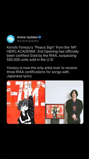 Kenshi Yonezu's "Peace Sign" from the 'MY HERO ACADEMIA' 2nd #myheroacademia