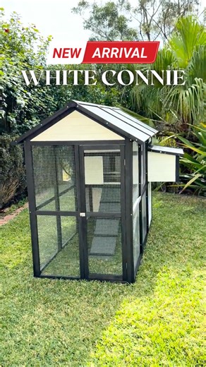 Built for versatility, the NEW White Connie features a weatherproof asphalt roof, predator-proof mesh, and easy-access doors — perfect for chickens, rabbits or cats who love the outdoors 🏡 Spacious, secure, and easy to clean — it’s comfort and protection in one stylish package. | Coops And Cages