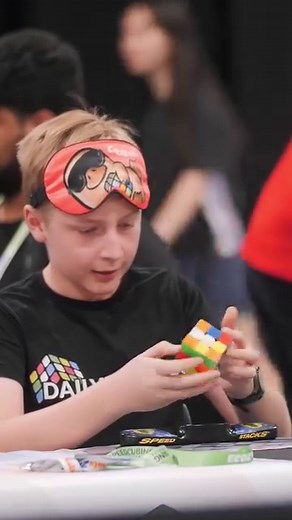 Fastest time to solve a 3x3x3 rotating puzzle cube blindfolded - 12.10 seconds by Charlie Eggins 🇦🇺 | Guinness World Records