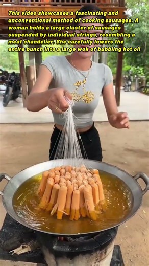 Unique Sausage Frying With Strings