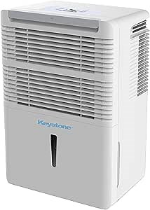 Keystone 50 Pint Dehumidifier with Built-in Pump, KSTAD506PD, White