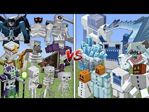 ALL MUTANT SKELETONS VS ALL MUTANT SNOW GOLEMS ALLIANCE MOBS BATTLE IN MINECRAFT