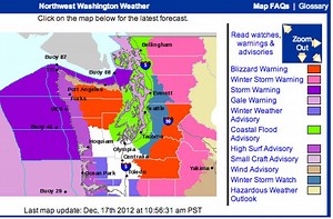 Update: Winter Weather Advisory for Woodinville is In Effect Through Noon Tuesday
