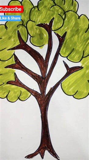 Tree 🌲 Coloring 🌈 | Easy coloring #Best tree coloring #Tree color #Short #Subscribe