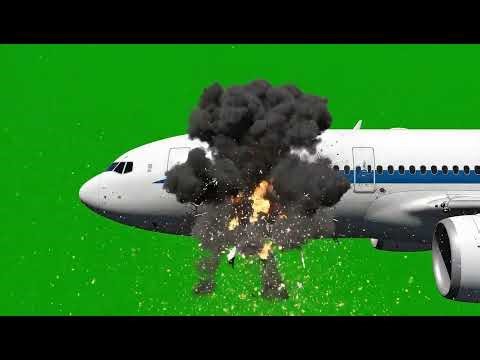 Airplane Crash Missile Hit Green Screen | Green Screen Effect 4k