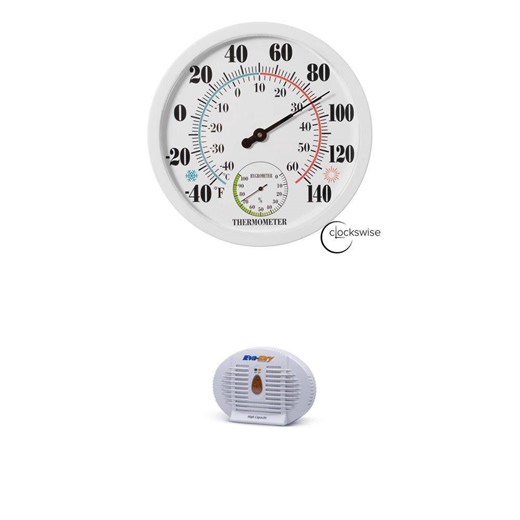 10 in. Thermometer Hygrometer and 6-8 oz. Mini-Dehumidifier Combo, White - The Home Depot