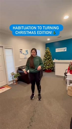🎄🧑‍🎄 Looking for a fun way to reduce dizziness with faster body turns? Get an extra strand of holiday lights and try this! 🚧📝 Please note that this activity is not for every person! It should be matched to an individual case (sufficient safety in standing, not in active migraine, etc.). 🐢⏰ Scale to the individual: start with SLOW movements and short duration (3-5 seconds to start) before gradually progressing to faster turns and longer duration (usually over SEVERAL sessions of vestibular 